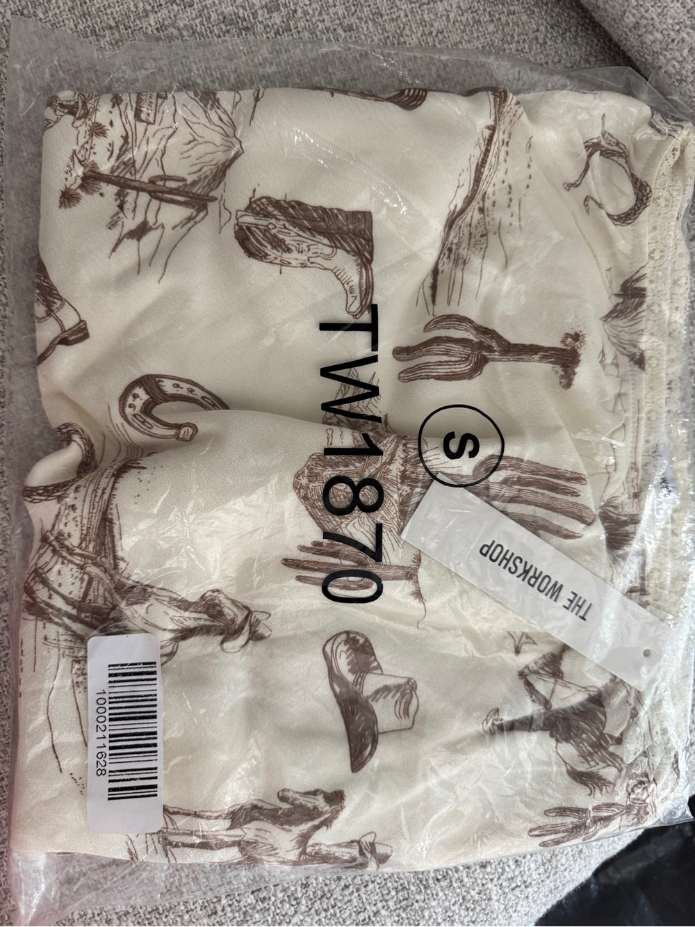 Workshop Republic Clothing Cream Maxi Skirt with Brown Western Print - Picture 3 of 13